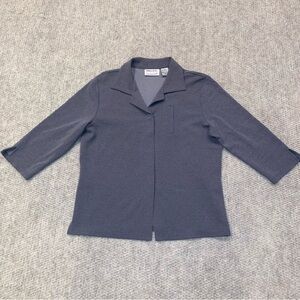 Preview Collection 7/8 Sleeve Grey Button Front Top Women Size Small Gray